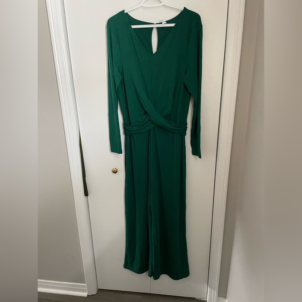 Emerald long sleeve wide leg romper